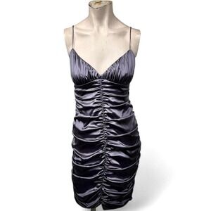 Nicole Miller Y2K Purple Silk Ruched Dress